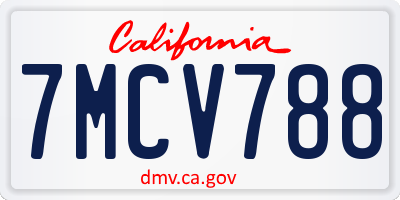 CA license plate 7MCV788
