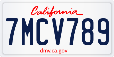 CA license plate 7MCV789