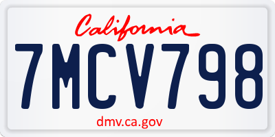 CA license plate 7MCV798