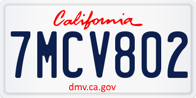 CA license plate 7MCV802
