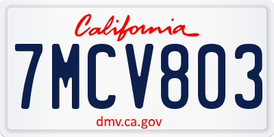 CA license plate 7MCV803