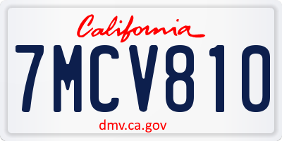 CA license plate 7MCV810