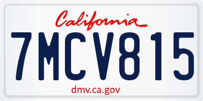 CA license plate 7MCV815