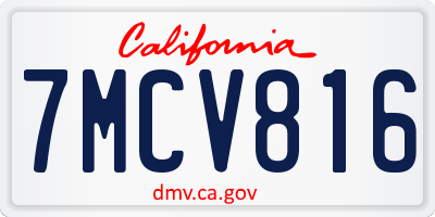 CA license plate 7MCV816