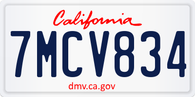 CA license plate 7MCV834