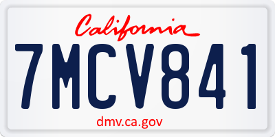 CA license plate 7MCV841