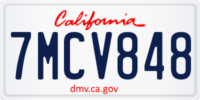 CA license plate 7MCV848