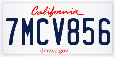 CA license plate 7MCV856