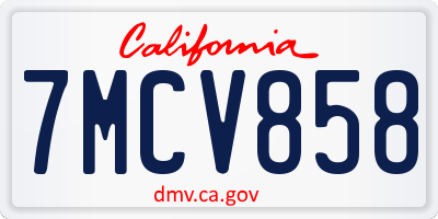 CA license plate 7MCV858