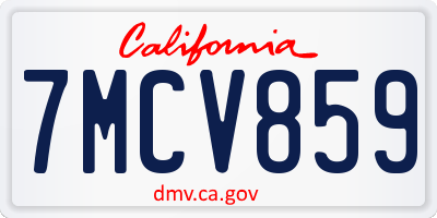 CA license plate 7MCV859