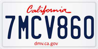 CA license plate 7MCV860