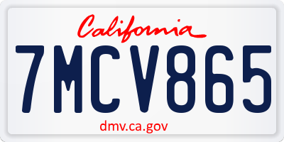 CA license plate 7MCV865