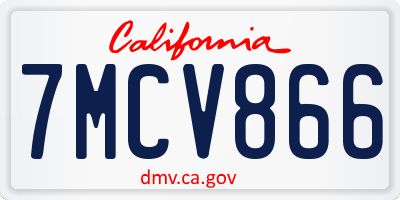 CA license plate 7MCV866