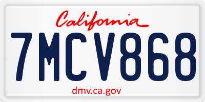 CA license plate 7MCV868