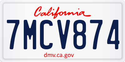 CA license plate 7MCV874