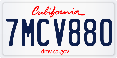 CA license plate 7MCV880