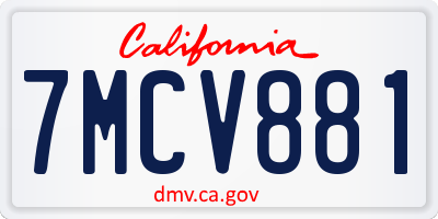 CA license plate 7MCV881