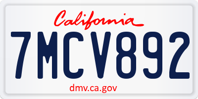 CA license plate 7MCV892