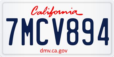 CA license plate 7MCV894