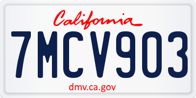 CA license plate 7MCV903