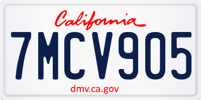 CA license plate 7MCV905