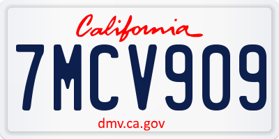 CA license plate 7MCV909