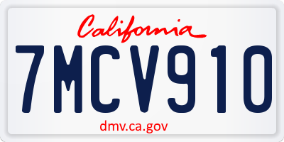 CA license plate 7MCV910