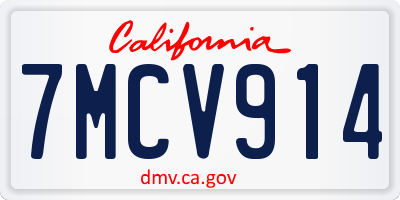 CA license plate 7MCV914