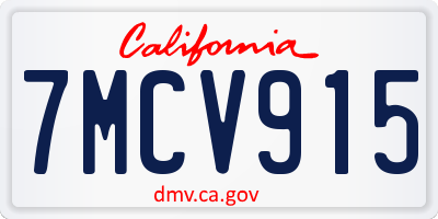 CA license plate 7MCV915