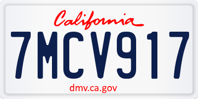 CA license plate 7MCV917