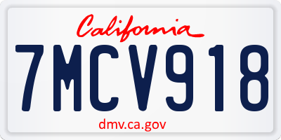 CA license plate 7MCV918