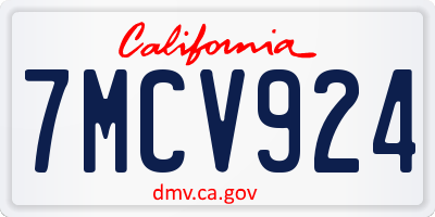 CA license plate 7MCV924