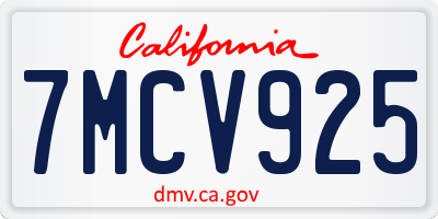 CA license plate 7MCV925
