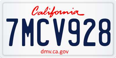 CA license plate 7MCV928