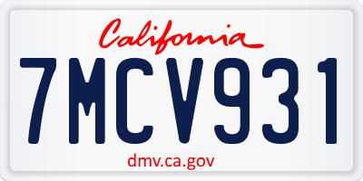CA license plate 7MCV931