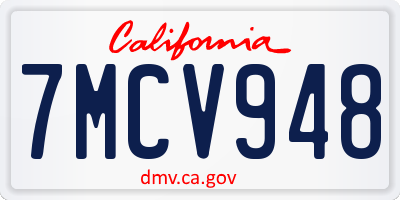 CA license plate 7MCV948