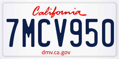 CA license plate 7MCV950