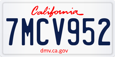 CA license plate 7MCV952