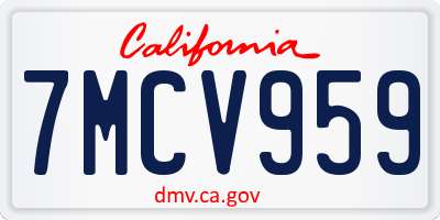 CA license plate 7MCV959