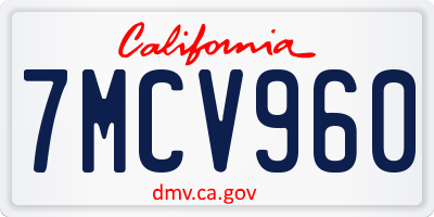 CA license plate 7MCV960