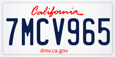 CA license plate 7MCV965