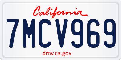 CA license plate 7MCV969