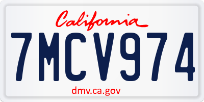 CA license plate 7MCV974