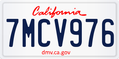 CA license plate 7MCV976