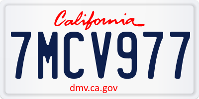 CA license plate 7MCV977