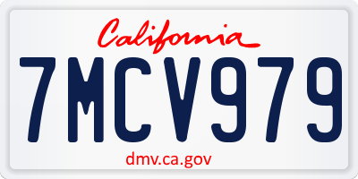 CA license plate 7MCV979