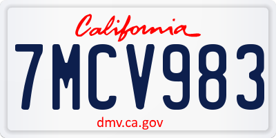CA license plate 7MCV983