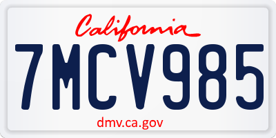 CA license plate 7MCV985