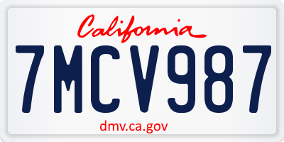 CA license plate 7MCV987