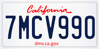 CA license plate 7MCV990